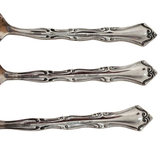 3 Northland model Soup Spoons inches stainless 90s vtg Baroque pierced floral in - Picture 6 of 11
